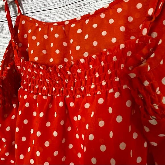 Bongo Juniors Boho Style Polka Dot Blouse Sz L - Picture 6 of 7